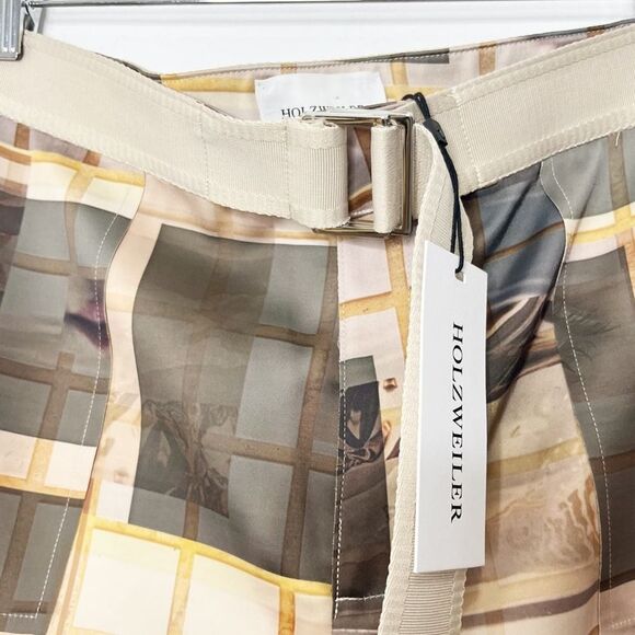 NWT Holzweiler Skunk Pants I See Patchwork Screen Printed Faces Tan/Grey Sz XL - Picture 6 of 14